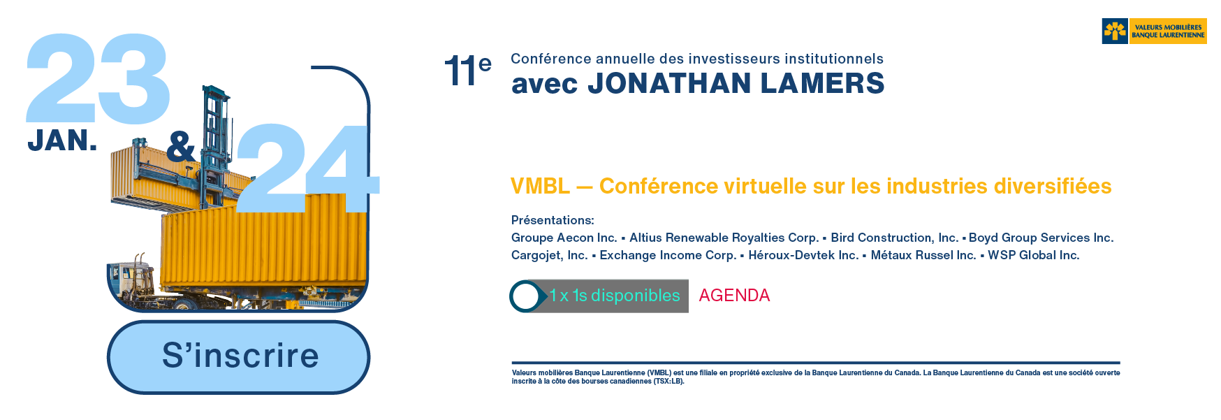 VMBL — Conférence virtuelle sur les industries diversifiées